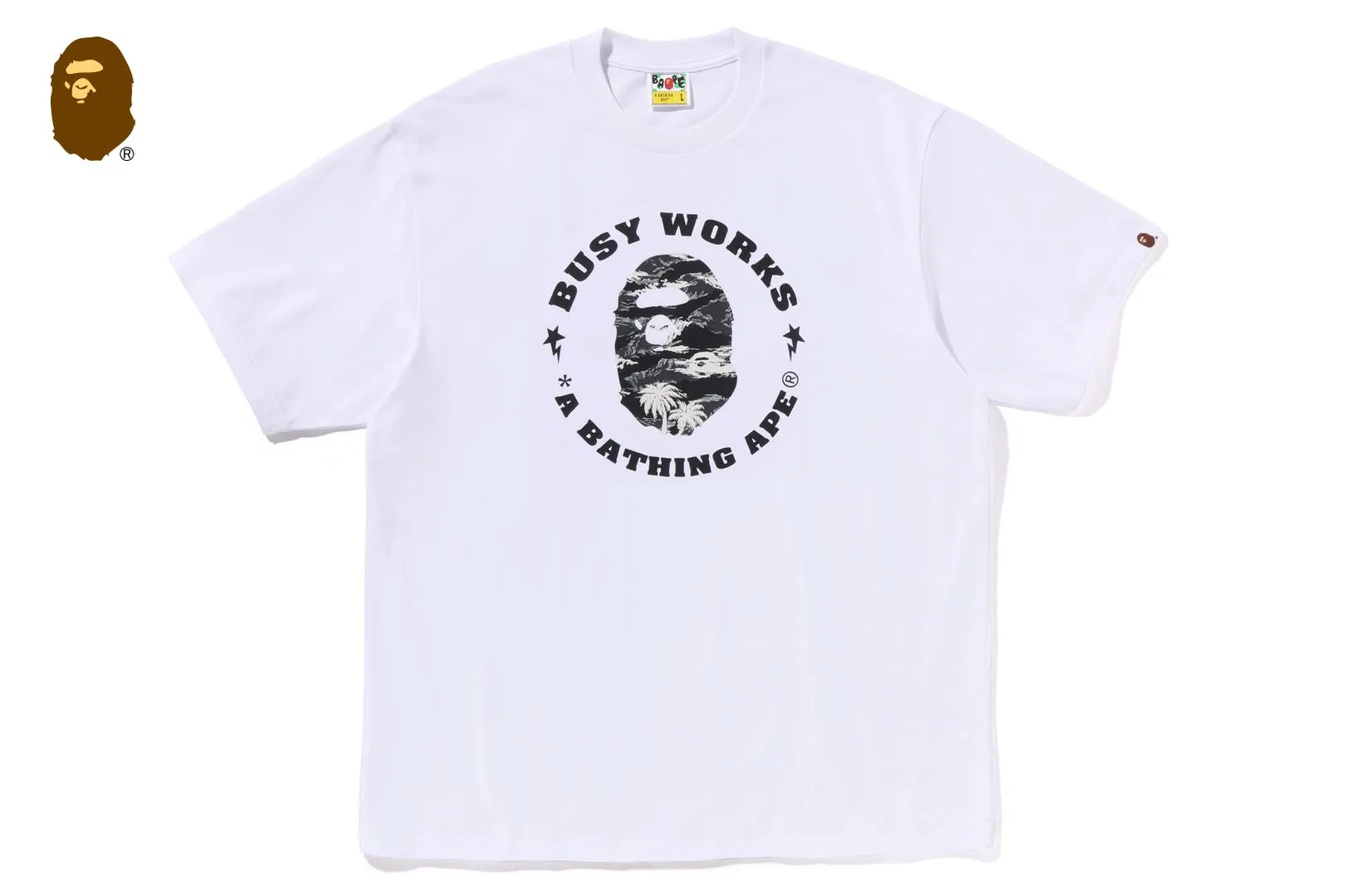 PALM TREE CAMO BUSY WORKS STA RELAXED FIT TEE sold by Bape