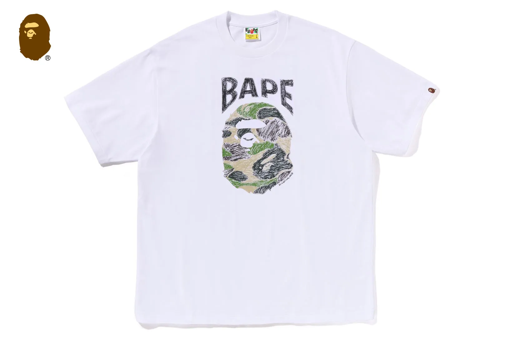 ABC CAMO HAND DRAW APE HEAD RELAXED FIT TEE sold by Bape