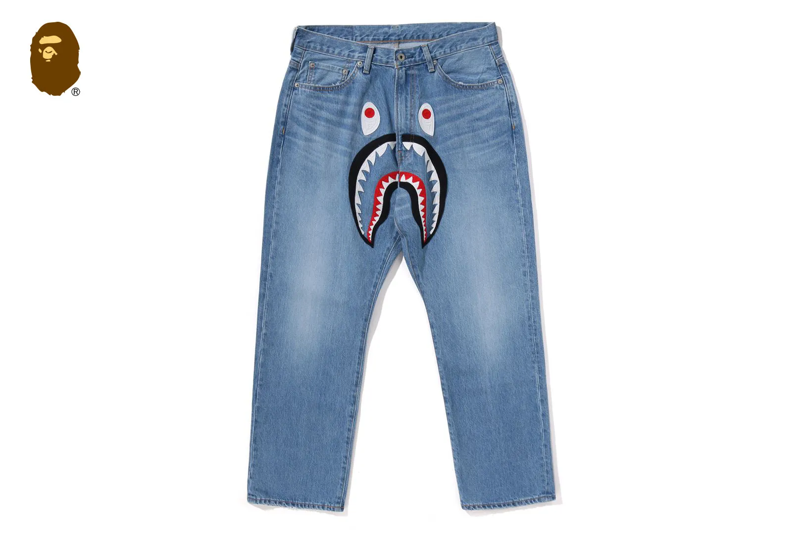 SHARK LOOSE FIT 13 OZ DENIM PANTS sold by Bape