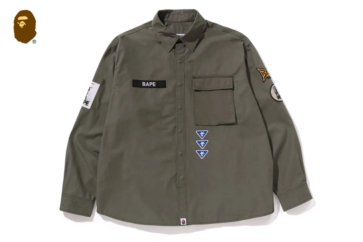 BATHING APE LOGO MILITARY LS SHIRT made by Bape