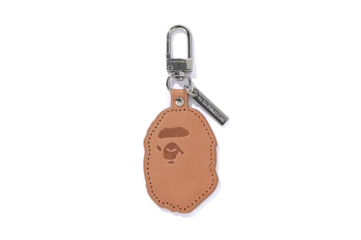 APE HEAD LEATHER KEYCHAIN sold by Bape