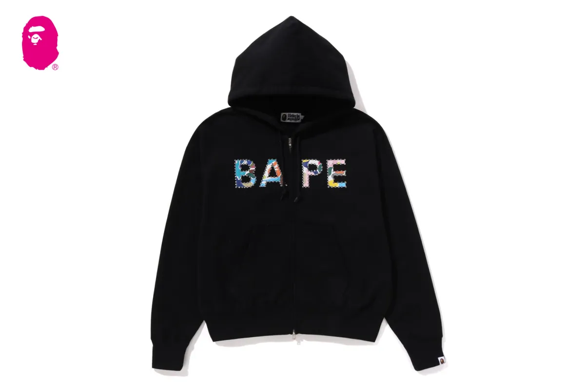 MULTI CAMO CRYSTAL LOGO WIDE ZIP HOODIE sold by Bape