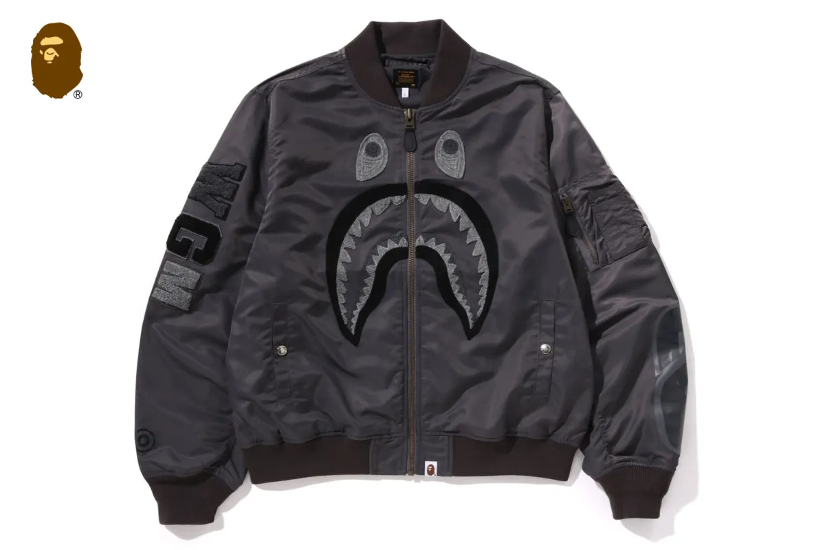 TONAL CHAIN STITCH SHARK BOMBER JACKET sold by Bape