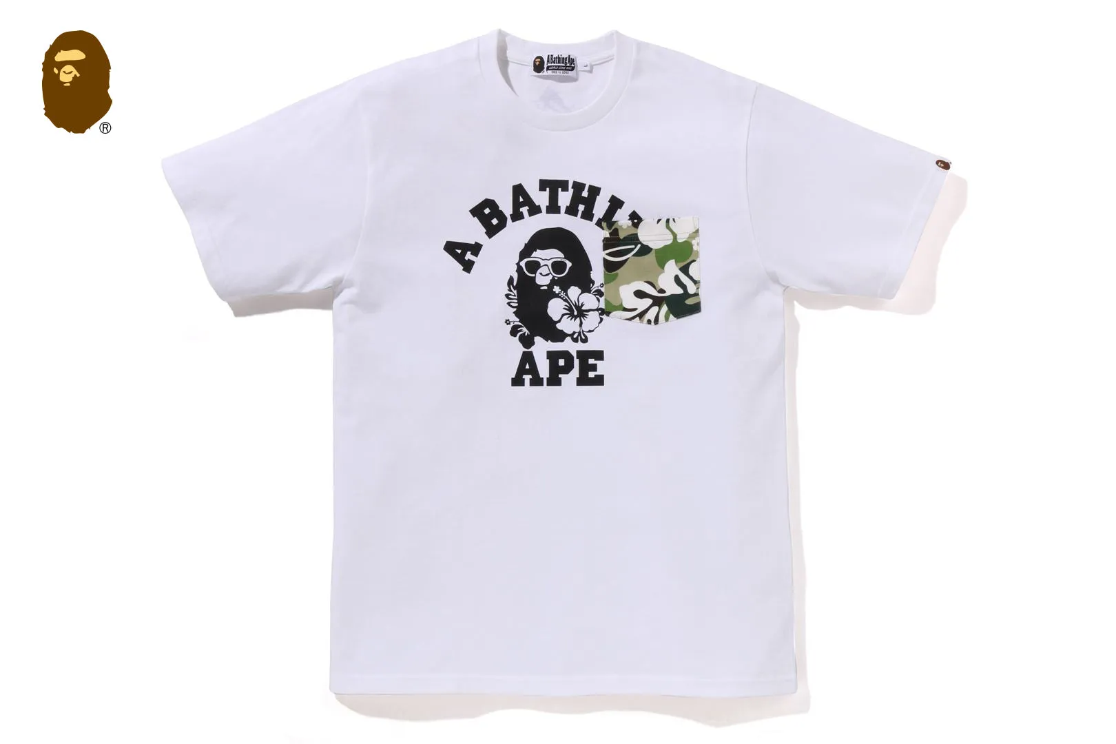 ABC RESORT CAMO POCKET COLLEGE TEE sold by Bape