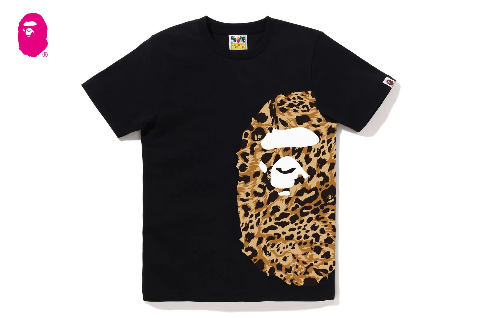 WILD LEOPARD PATTERN SIDE BIG APE HEAD TEE sold by Bape