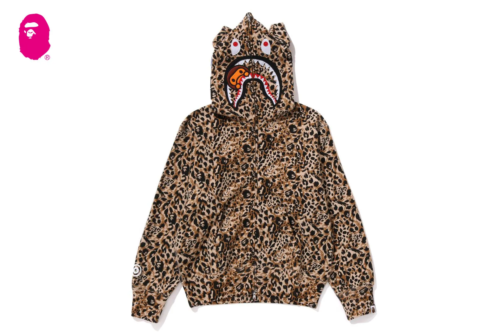 WILD LEOPARD PATTERN MILO SHARK FULL ZIP HOODIE sold by Bape