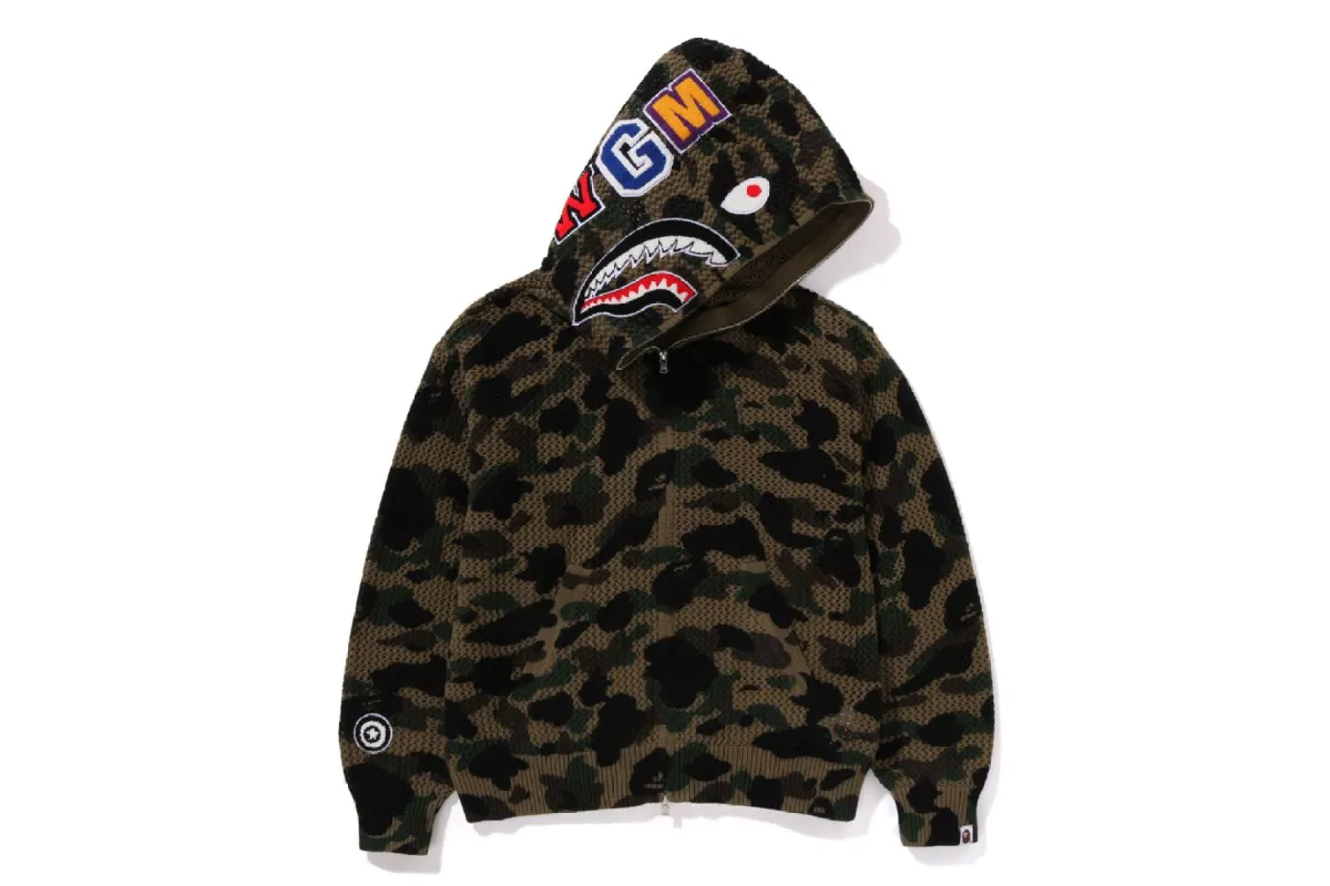 1ST CAMO CROCHET SHARK FULL ZIP HOODIE sold by Bape