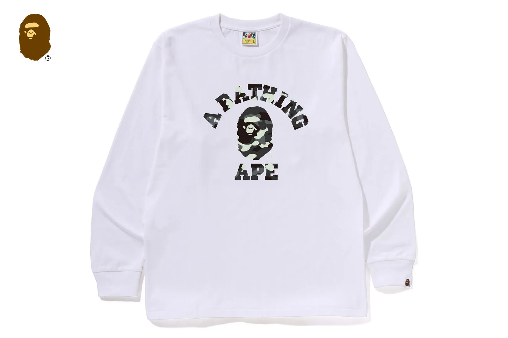 CITY CAMO COLLEGE LS TEE sold by Bape