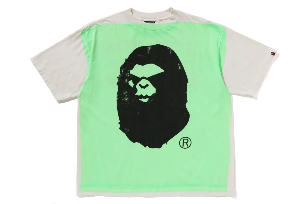 【 BAPE X SAINT MXXXXXX 】MAD FACE HANDPRINTING TEE made by Bape
