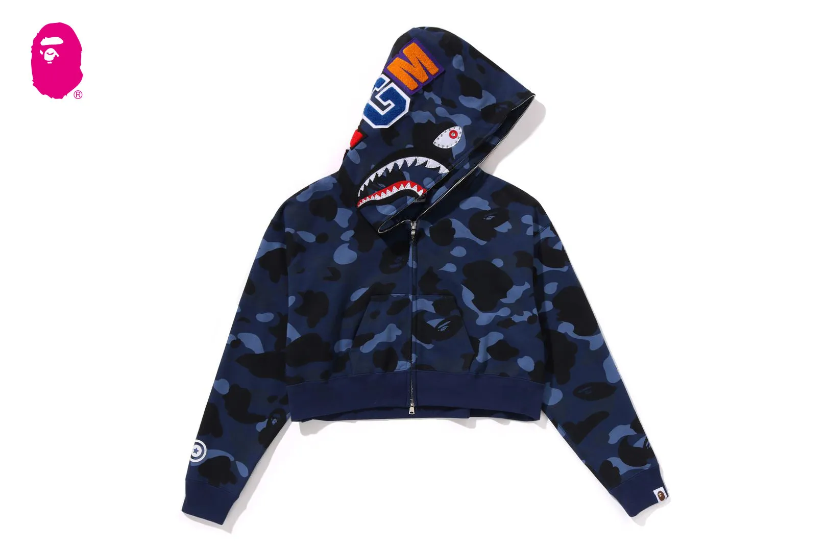 COLOR CAMO CRYSTAL STONE SHARK CROPPED FULL ZIP HOODIE sold by Bape product image thumbnail 5