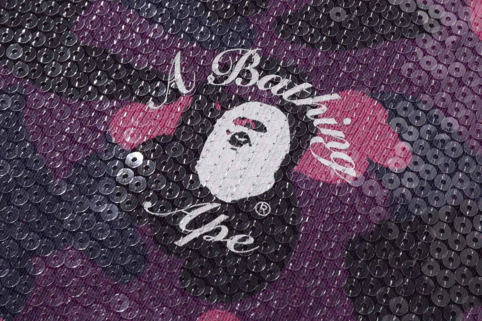 COLOR CAMO APE HEAD SEQUIN CROPPED FULL ZIP HOOOIE sold by Bape product image thumbnail 3