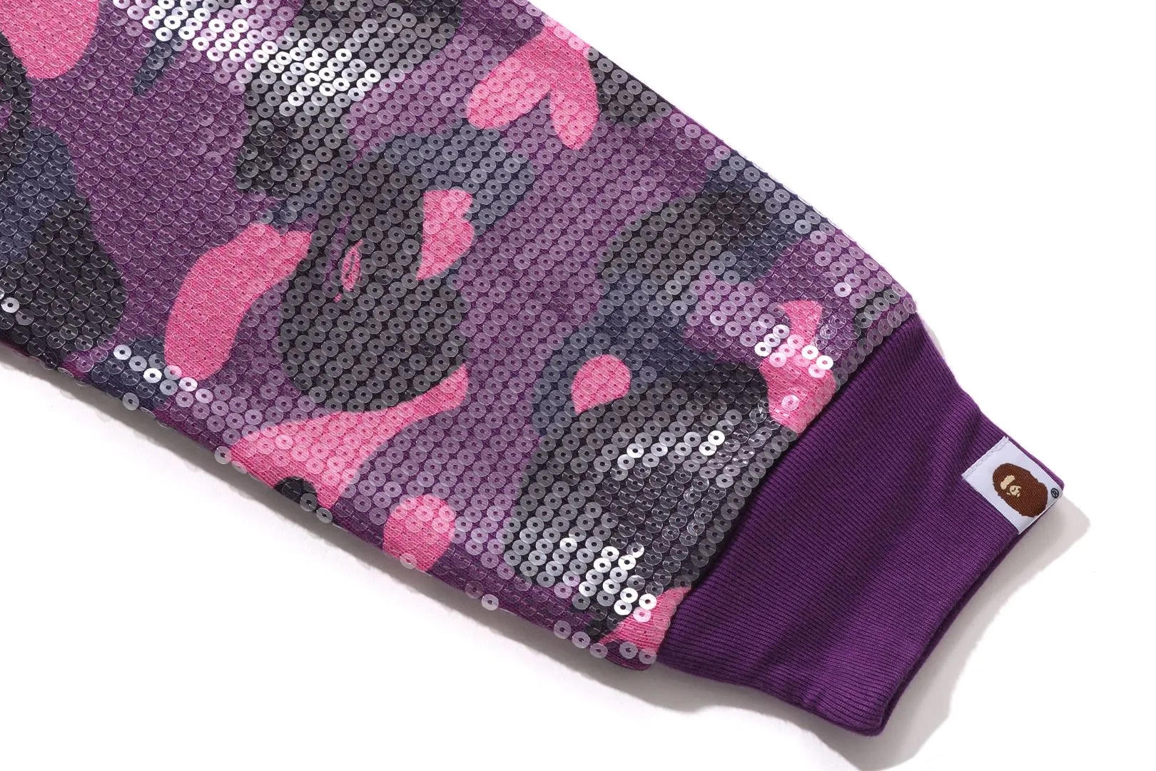 COLOR CAMO APE HEAD SEQUIN CROPPED FULL ZIP HOOOIE sold by Bape product image thumbnail 4