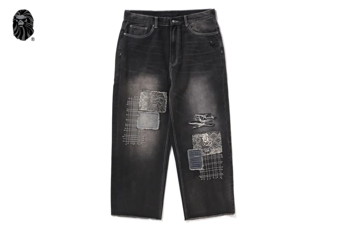 SASHIKO PATCHWORK JEANS sold by Bape