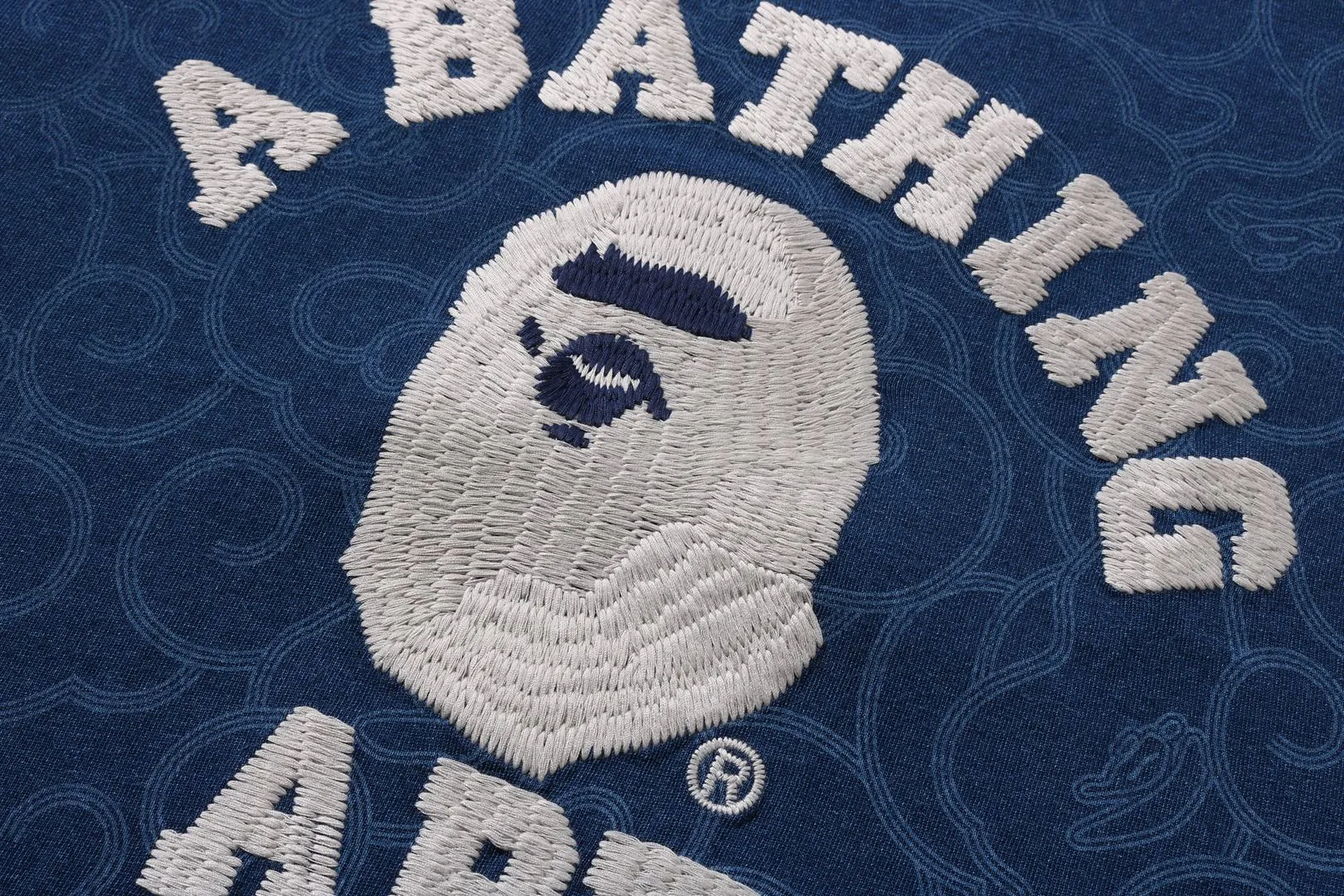 INDIGO DYED CLOUD CAMO COLLEGE RELAXED FIT TEE sold by Bape product image thumbnail 3