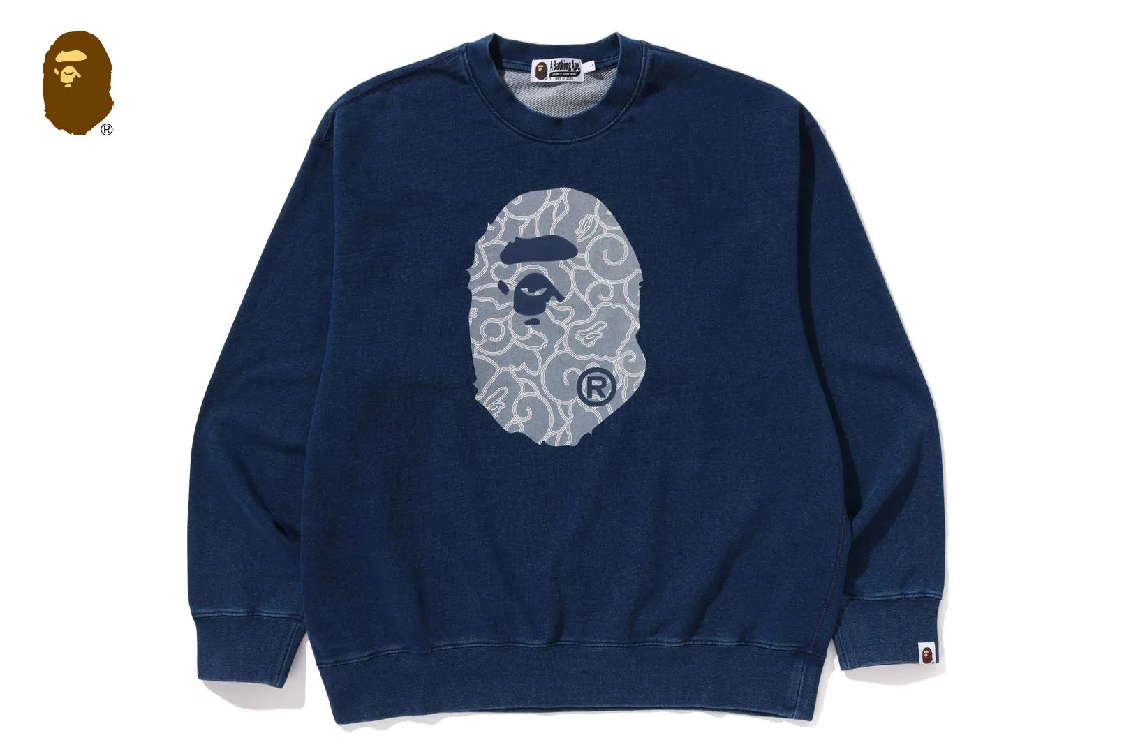 CLOUD CAMO APE HEAD RELAXED FIT CREWNECK SWEATSHIRT sold by Bape