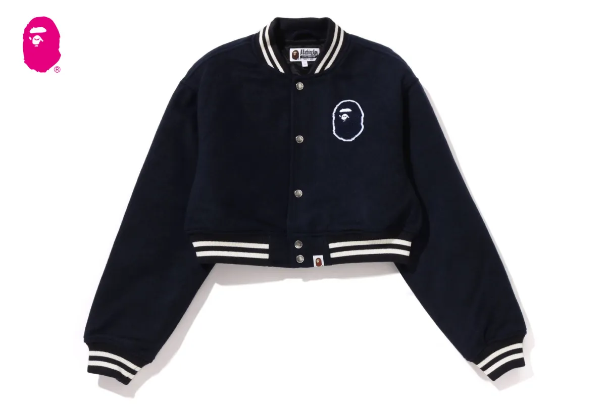A BATHING APE CROPPED VARSITY JACKET sold by Bape