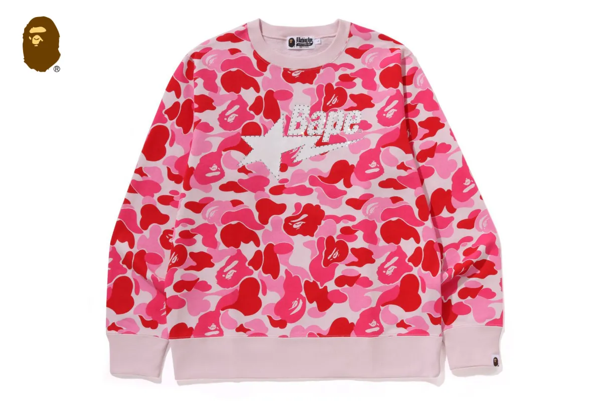 ABC CAMO RHINESTONE BAPE STA CREWNECK SWEATSHIRT sold by Bape