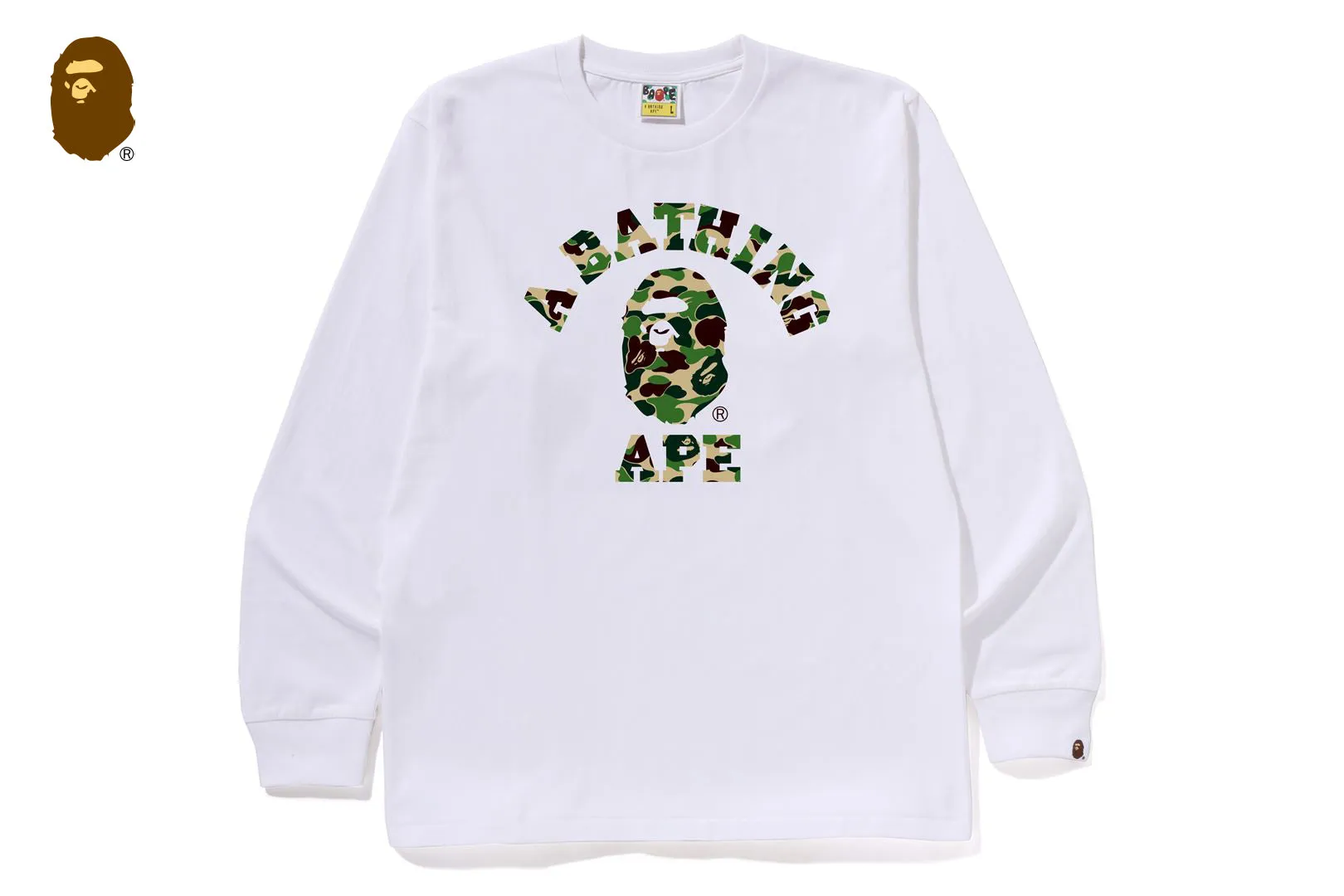 ABC CAMO COLLEGE LS TEE sold by Bape