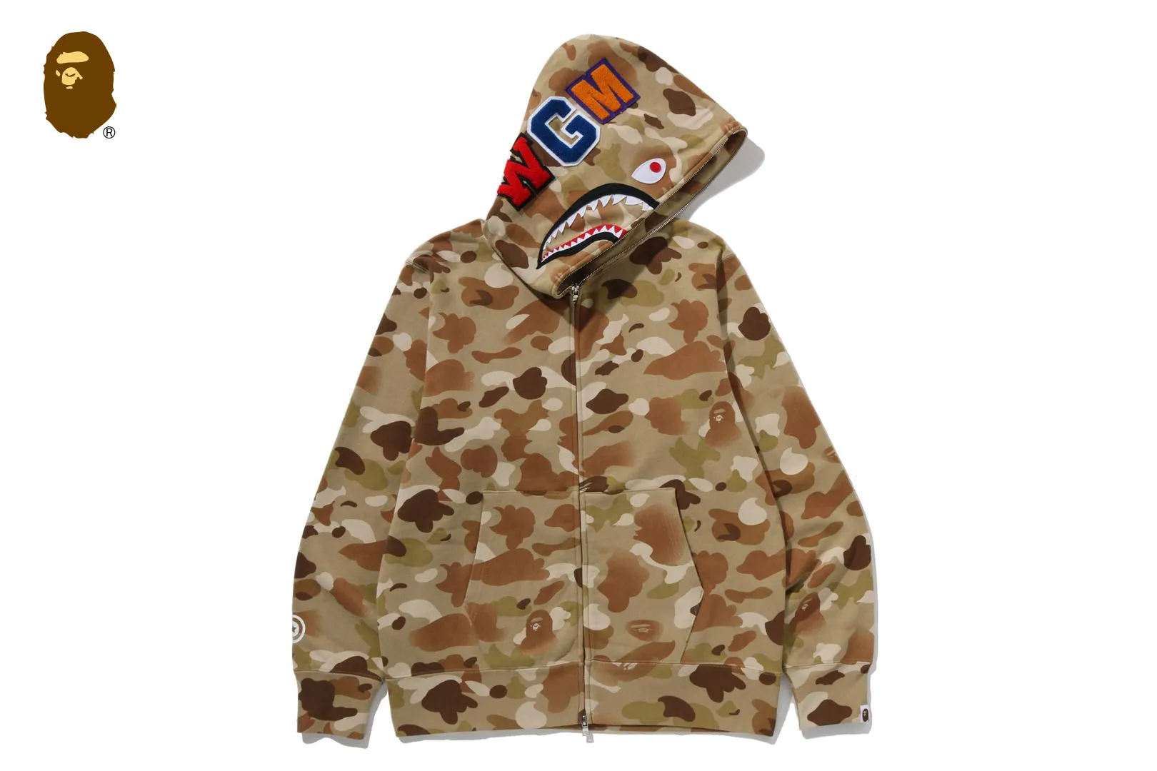 GRADATION CAMO SHARK FULL ZIP HOODIE sold by Bape