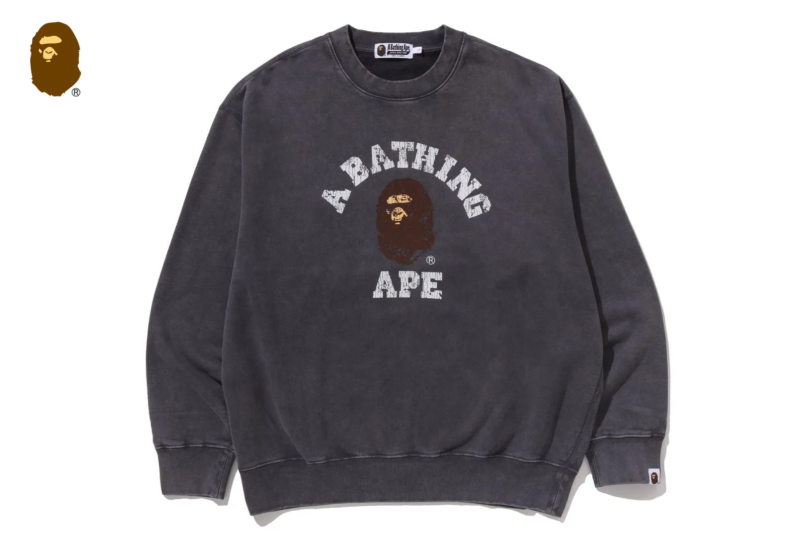 GARMENT DYE COLLEGE RELAXED FIT CREWNECK SWEATSHIRT sold by Bape