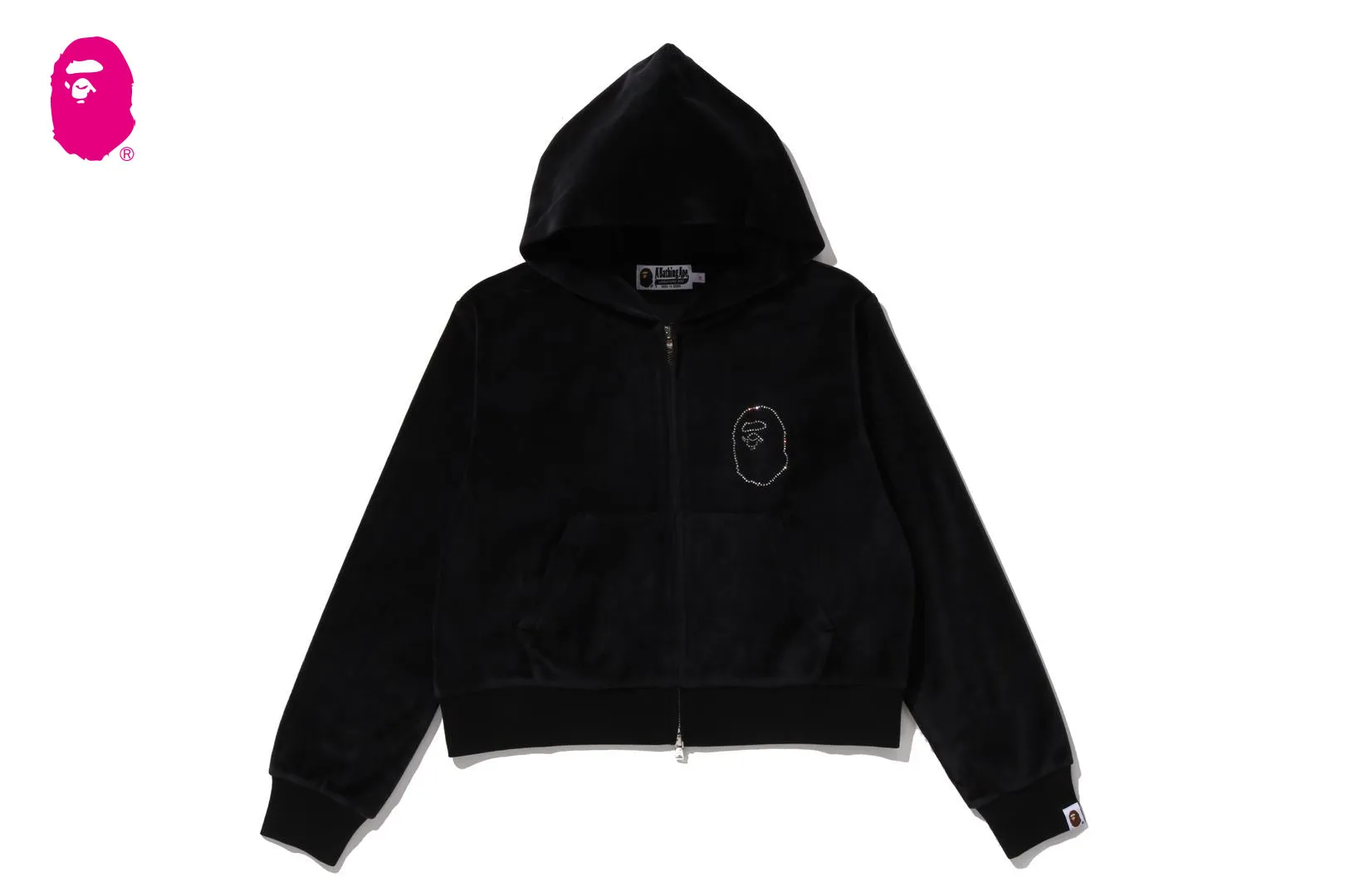 CRYSTAL STONE APE HEAD VELOUR ZIP HOODIE sold by Bape product image thumbnail 4