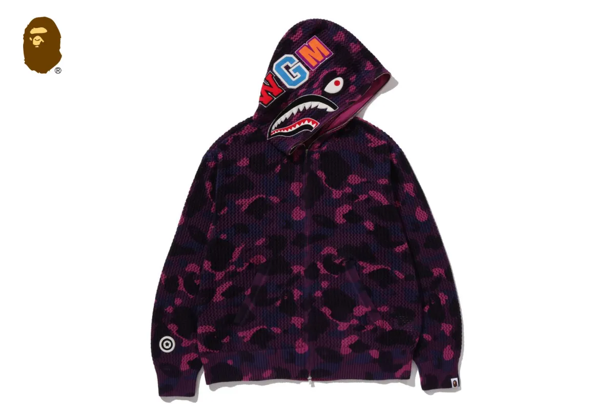 COLOR CAMO CROCHET RELAXED FIT SHARK FULL ZIP HOODIE sold by Bape