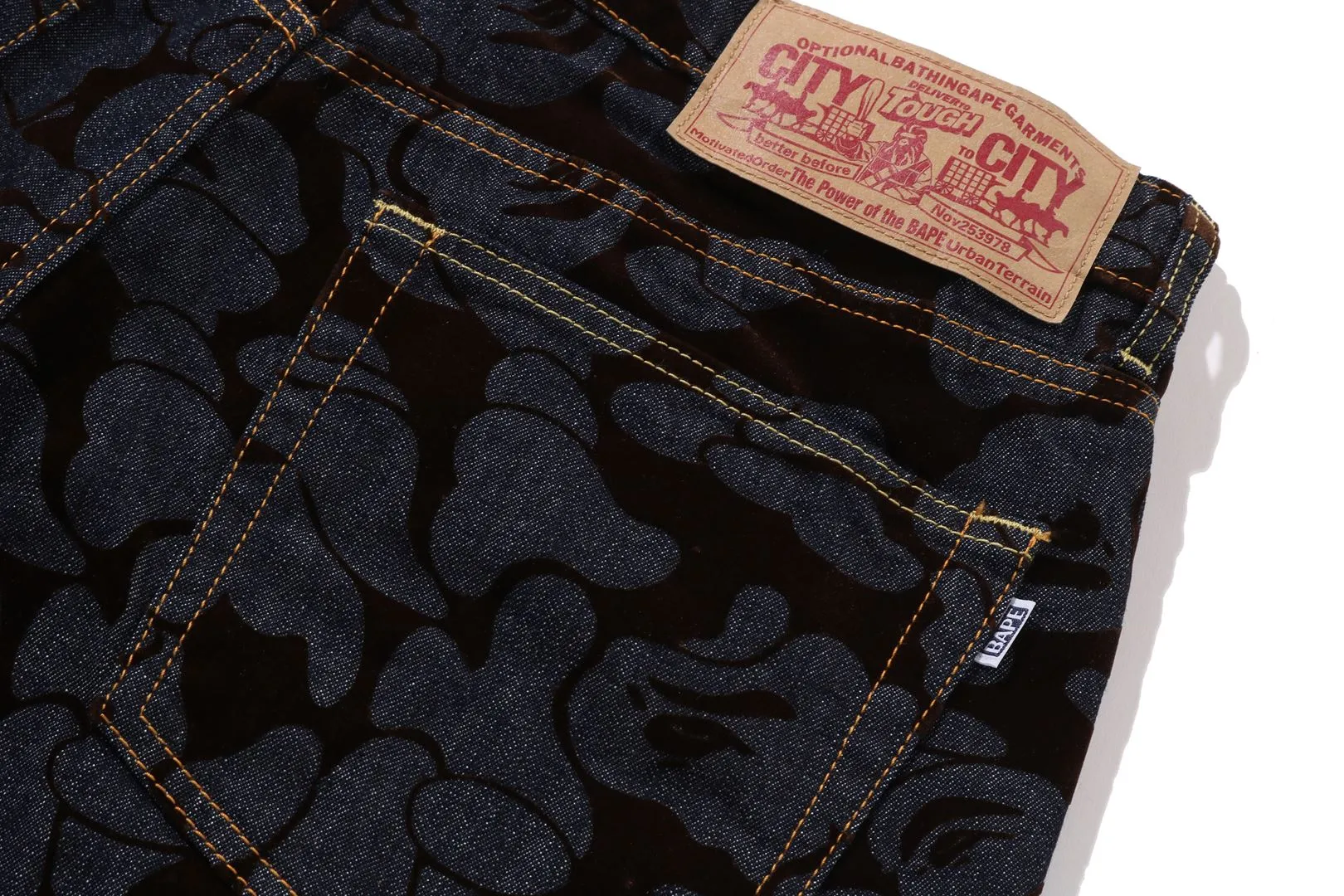 CAMO FLOCKED RELAXED FIT 13 OZ DENIM PANTS sold by Bape product image thumbnail 3