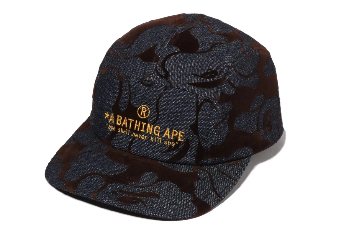 CAMO FLOCKED DENIM JET CAP sold by Bape
