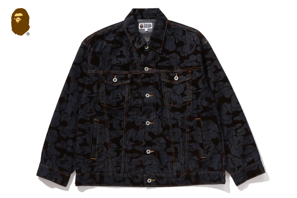 CAMO FLOCKED DENIM JACKET sold by Bape
