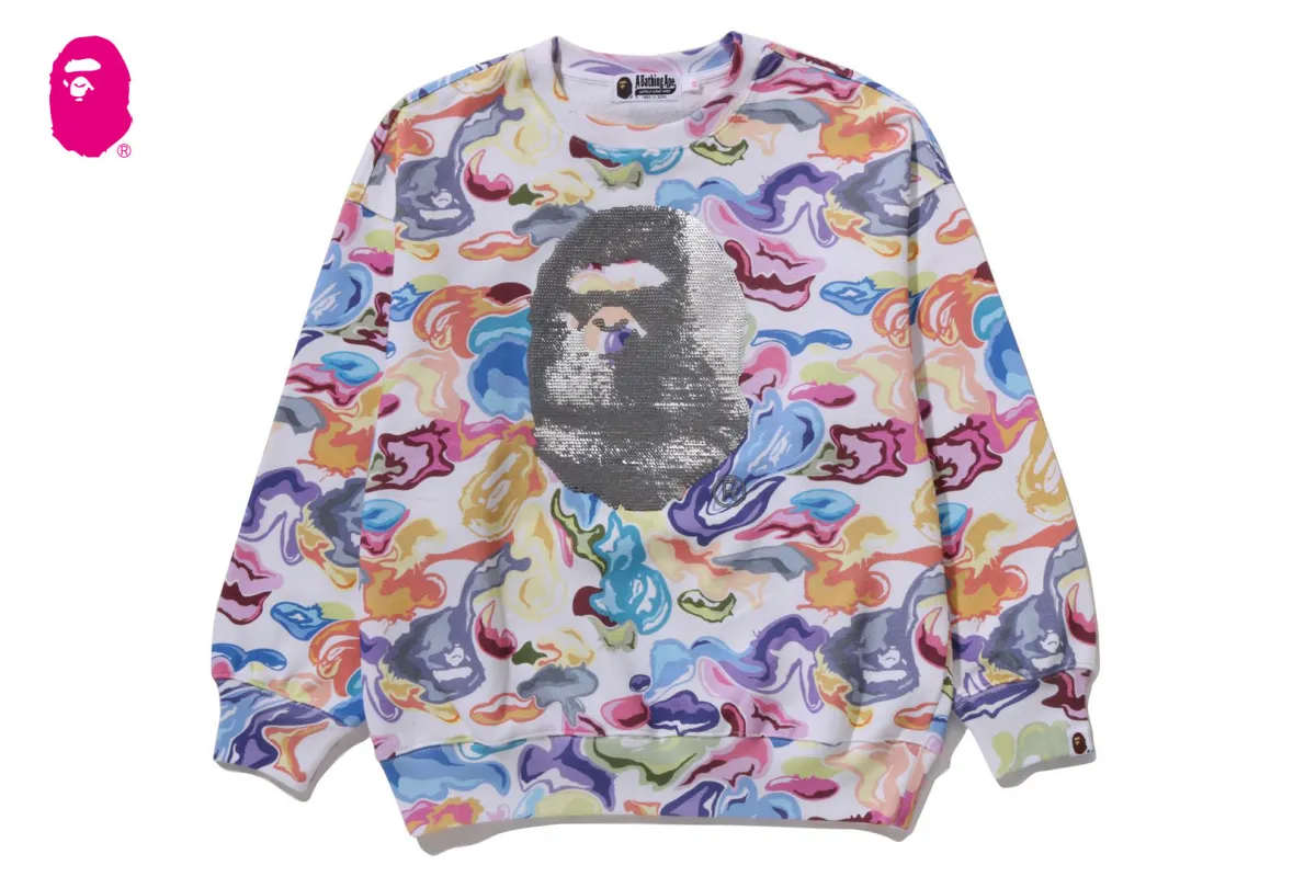 ART CAMO APE HEAD RELAXED FIT CREWNECK SWEATSHIRT sold by Bape