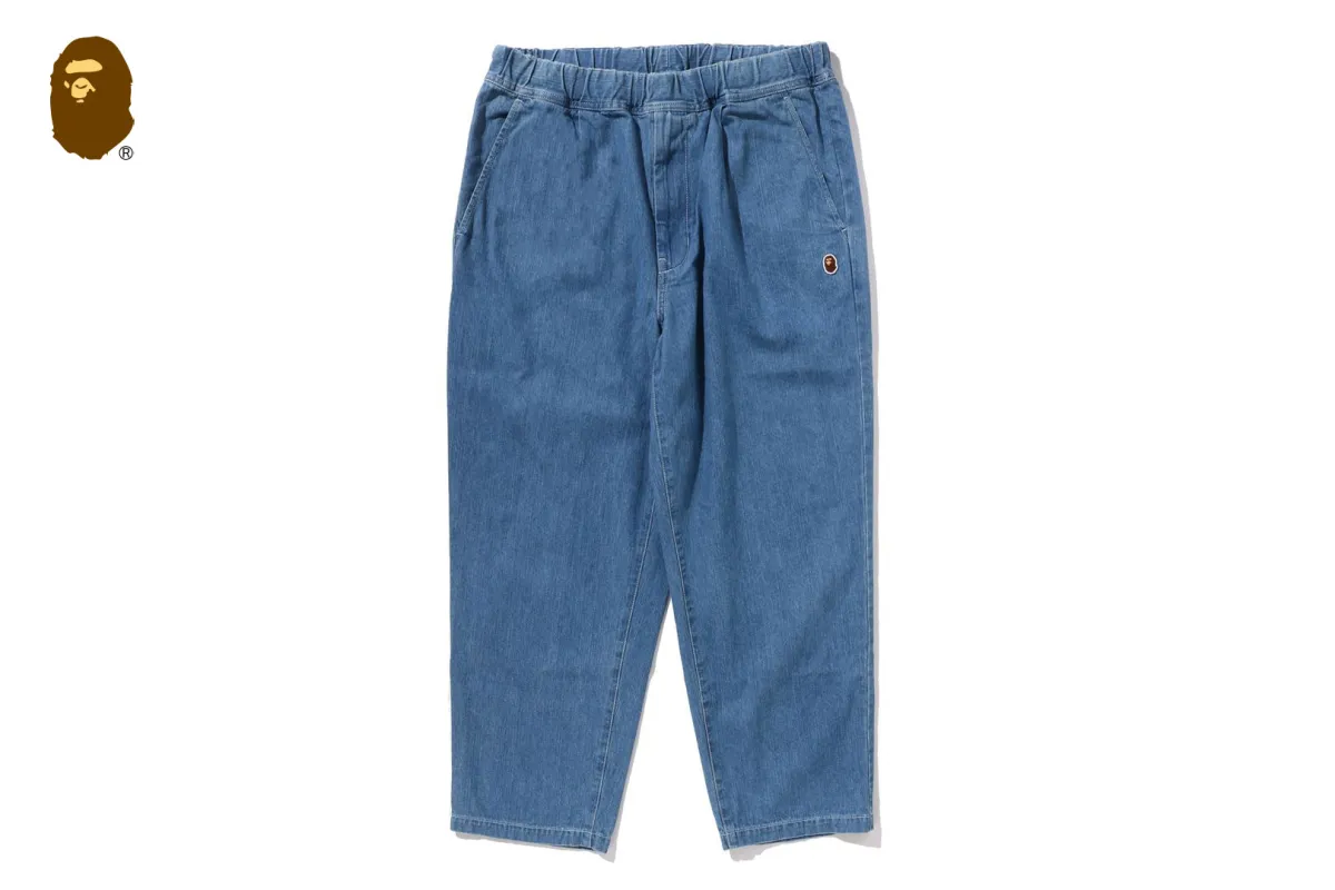 ONE POINT 1 PLEAT ELASTICATED DENIM PANTS sold by Bape