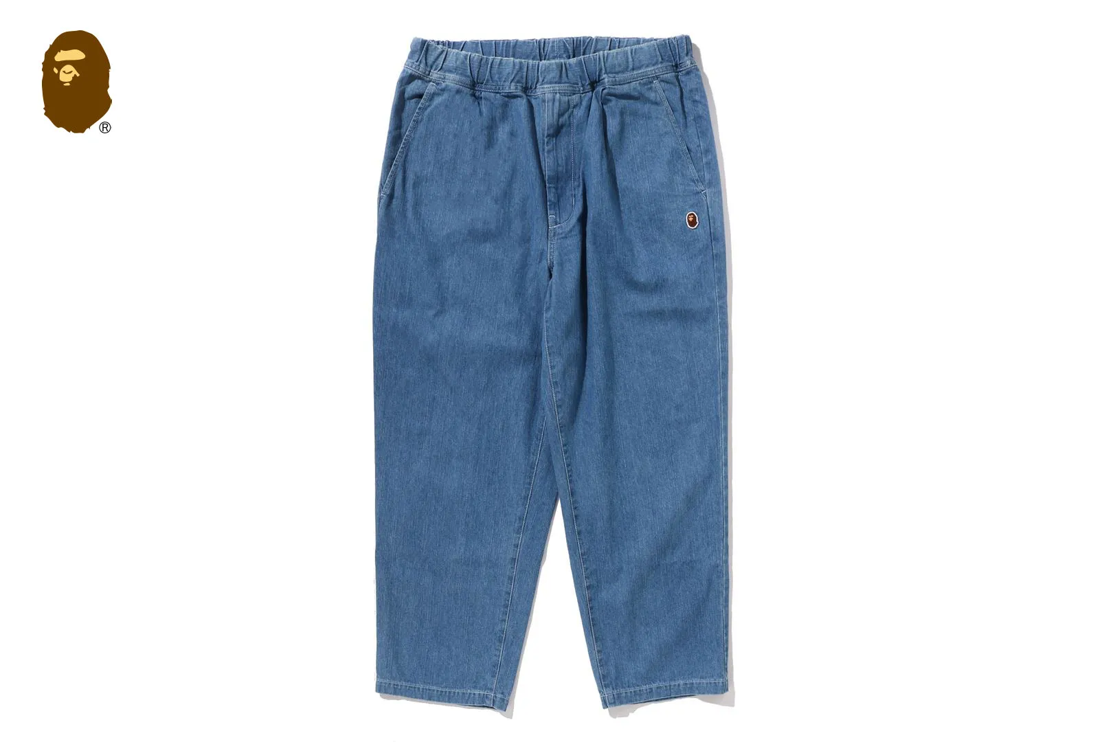 ONE POINT 1 PLEAT ELASTICATED DENIM PANTS sold by Bape