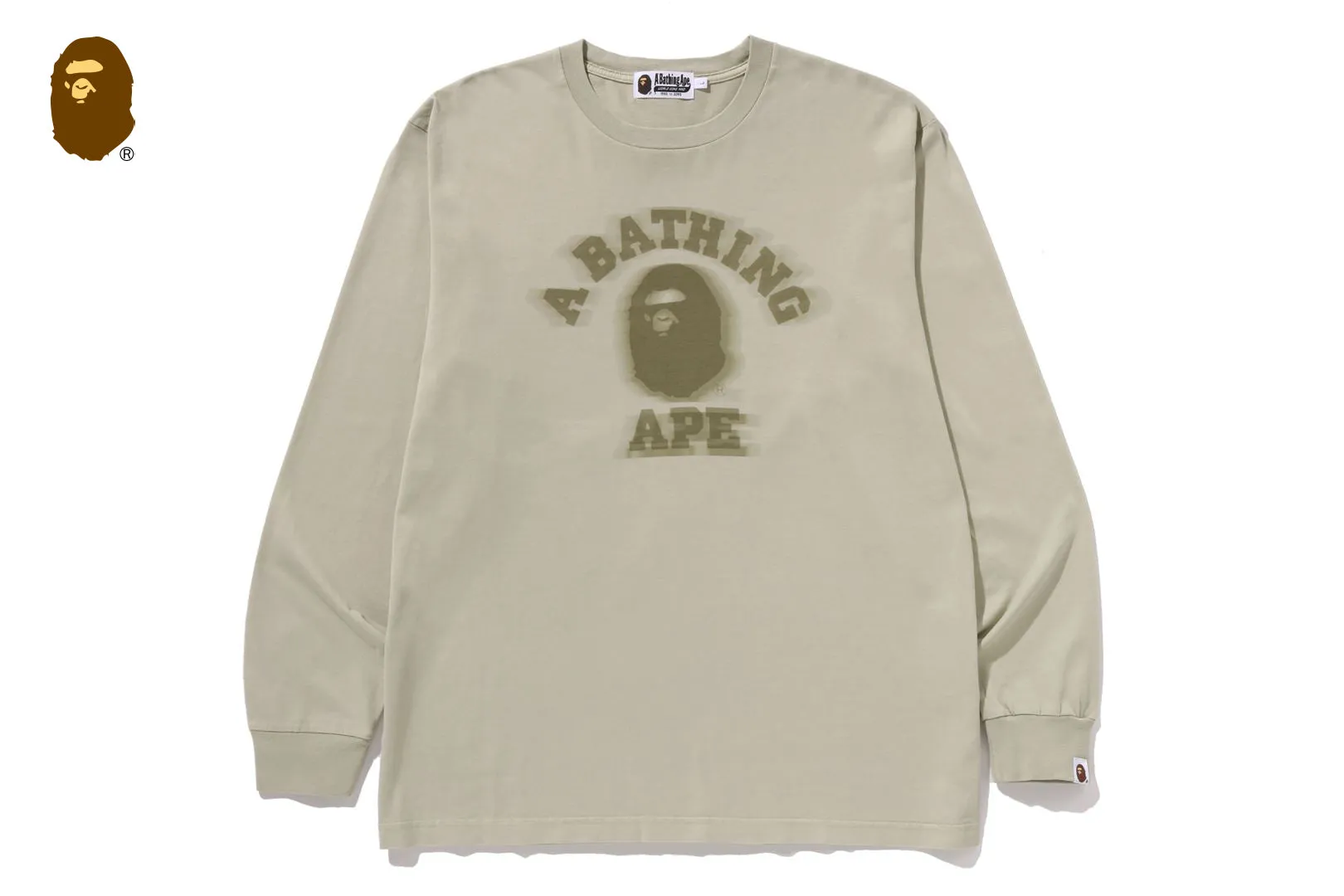 GARMENT DYE COLLEGE RELAXED FIT LS TEE sold by Bape