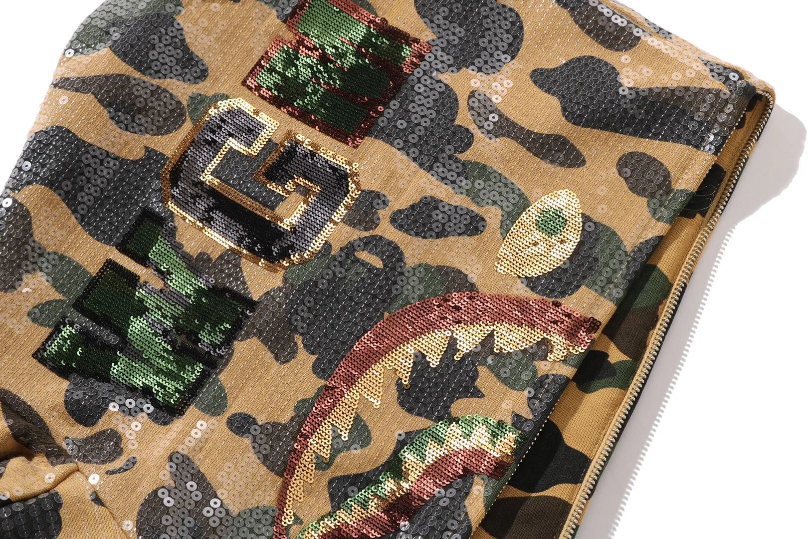 1ST CAMO SEQUIN SHARK RELAXED FIT FULL ZIP HOODIE sold by Bape product image thumbnail 4