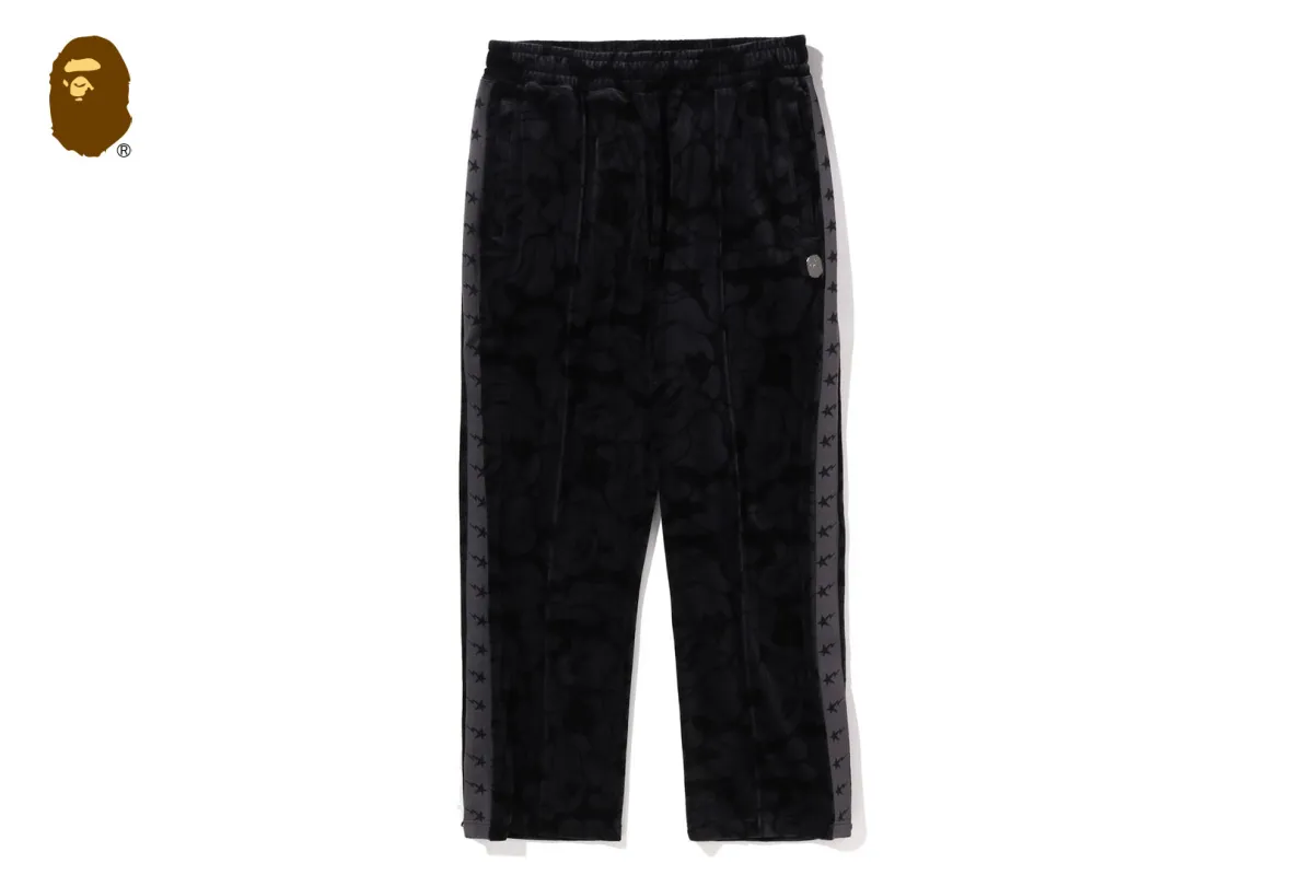 SOLID CAMO VELOUR METAL ONE POINT RELAXED FIT TRACK PANTS sold by Bape