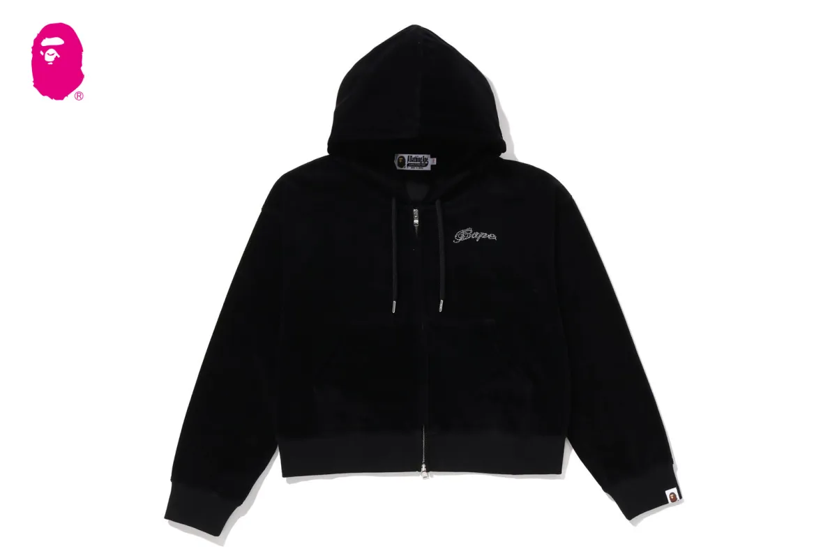 WASHED MULTI LOGO RHINESTONE VELOUR FULL ZIP HOODIE sold by Bape