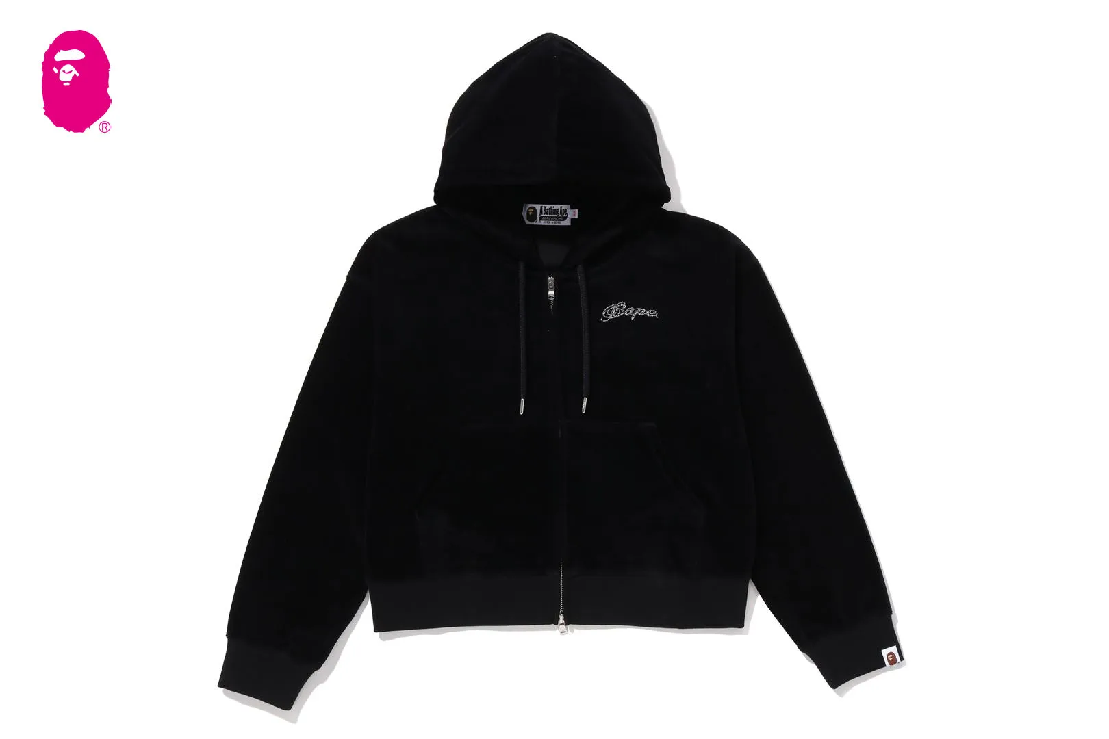WASHED MULTI LOGO RHINESTONE VELOUR FULL ZIP HOODIE sold by Bape