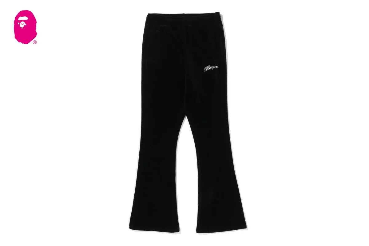 WASHED MULTI LOGO RHINESTONE VELOUR BOOTCUT FIT PANTS sold by Bape