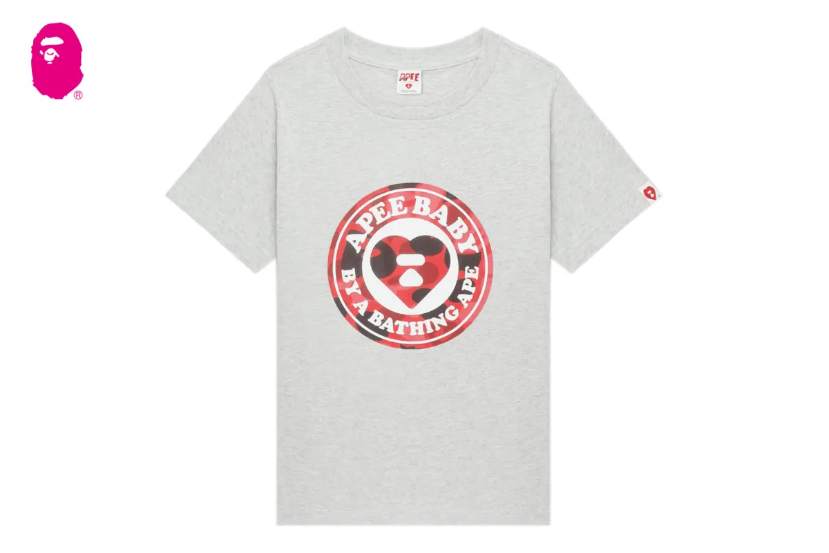 ROUND CAMO HEART PRINT TEE sold by Bape