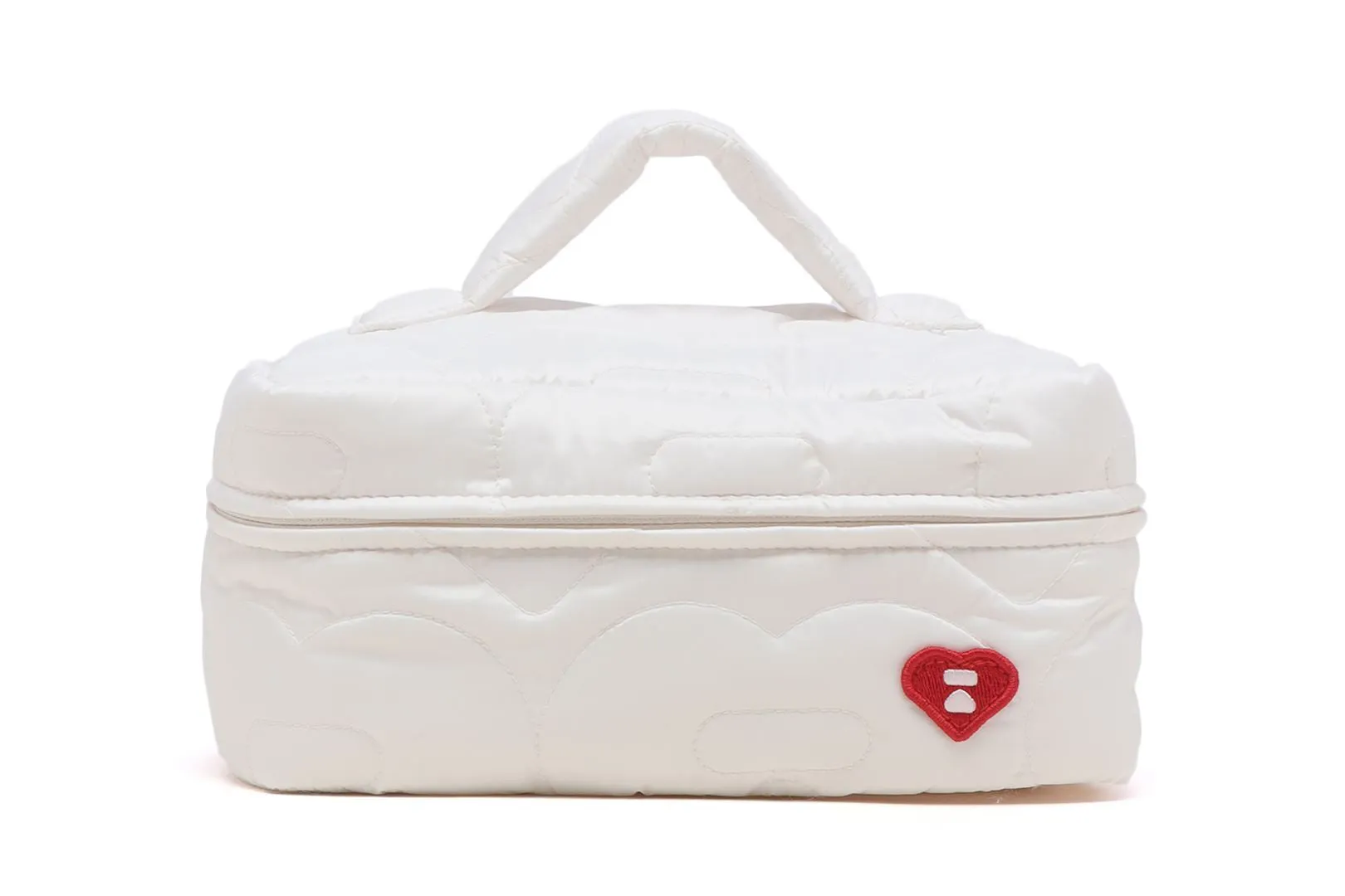 QUILITED HEART MONOGRAM COSMETIC BAG sold by Bape