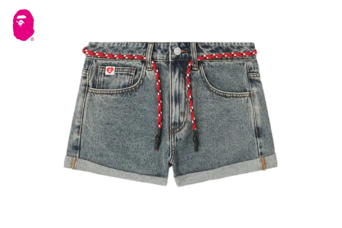 PU BADGE DENIM SHORTS #1 made by Bape