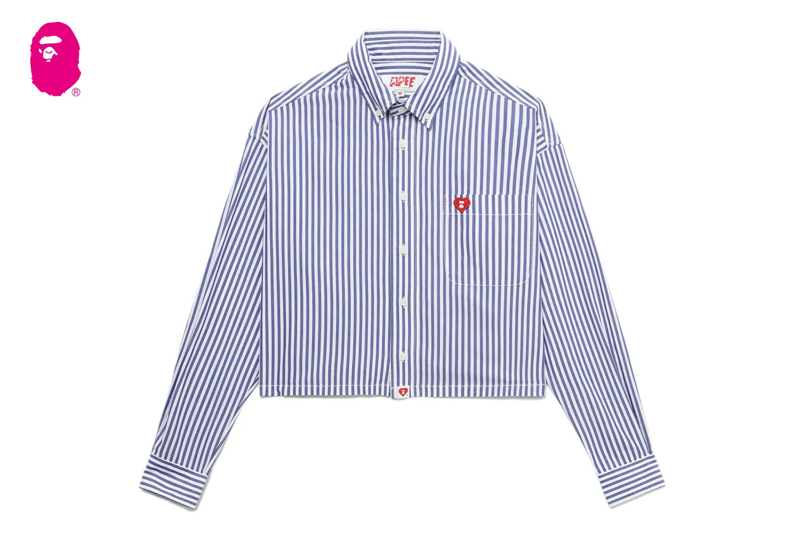 HEART BADGE STRIPE CROP SHIRT #1 sold by Bape