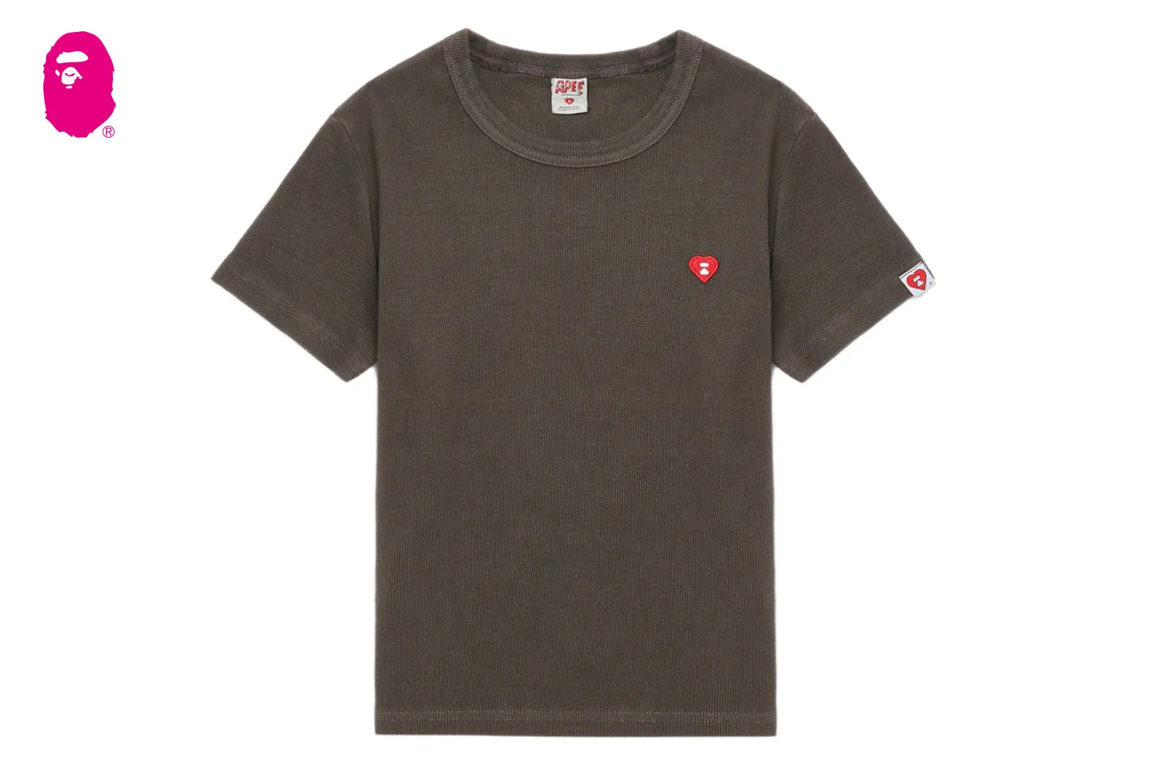 HEART BADGE PIGMENT DYE RIB TEE sold by Bape