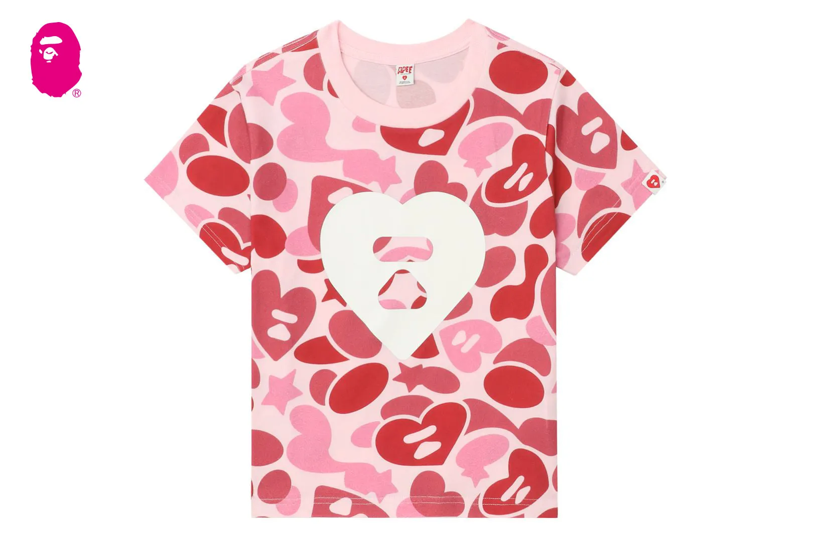 CAMO MONOGRAM BIG HEART PRINT CROP TEE sold by Bape product image thumbnail 4
