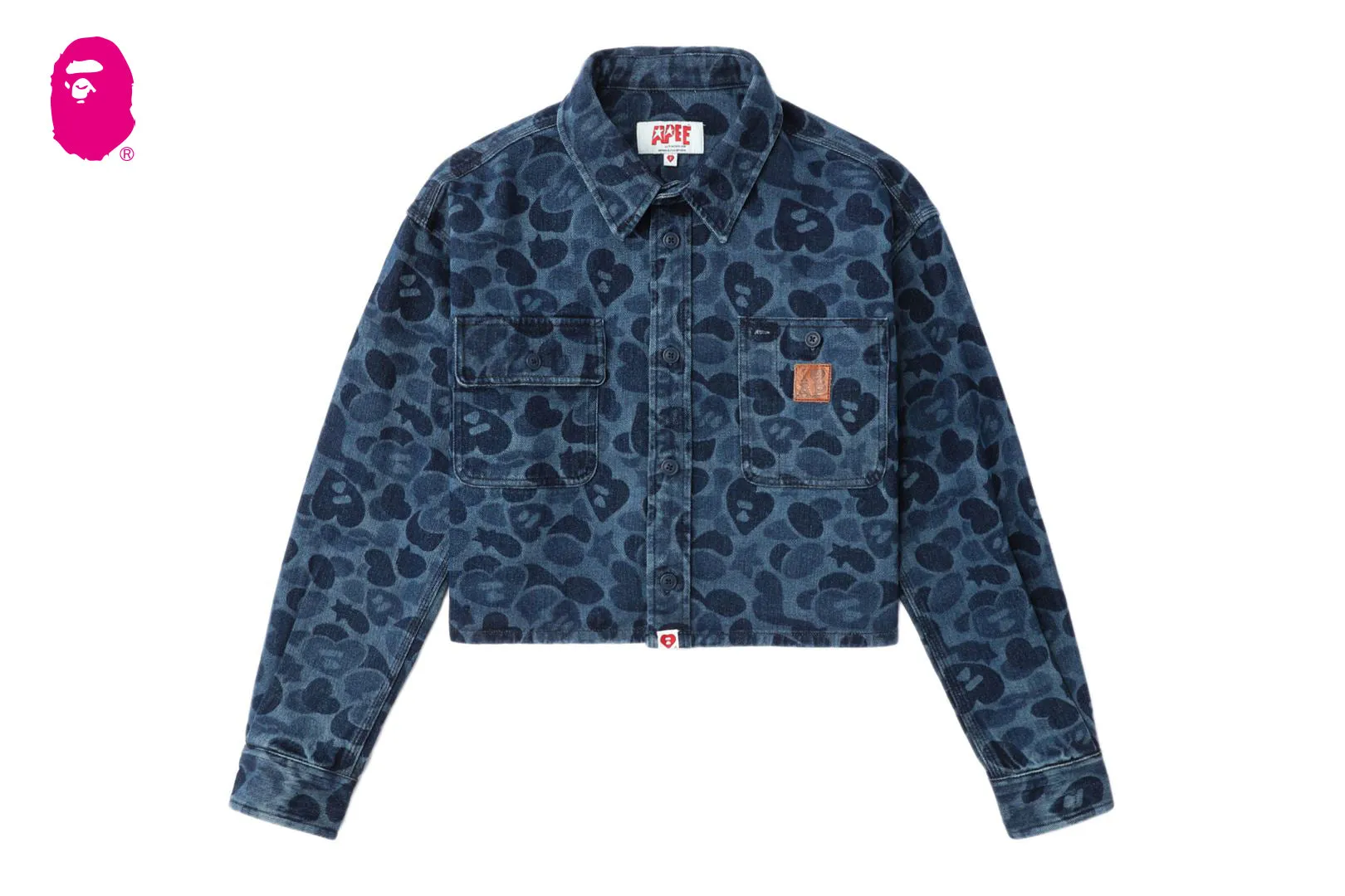 CAMO LASER PRINT DENIM CROP SHIRT sold by Bape