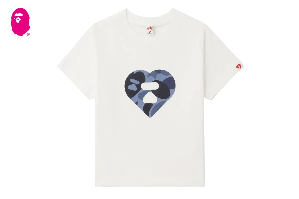 BIG CAMO HEART PRINT CROP TEE sold by Bape