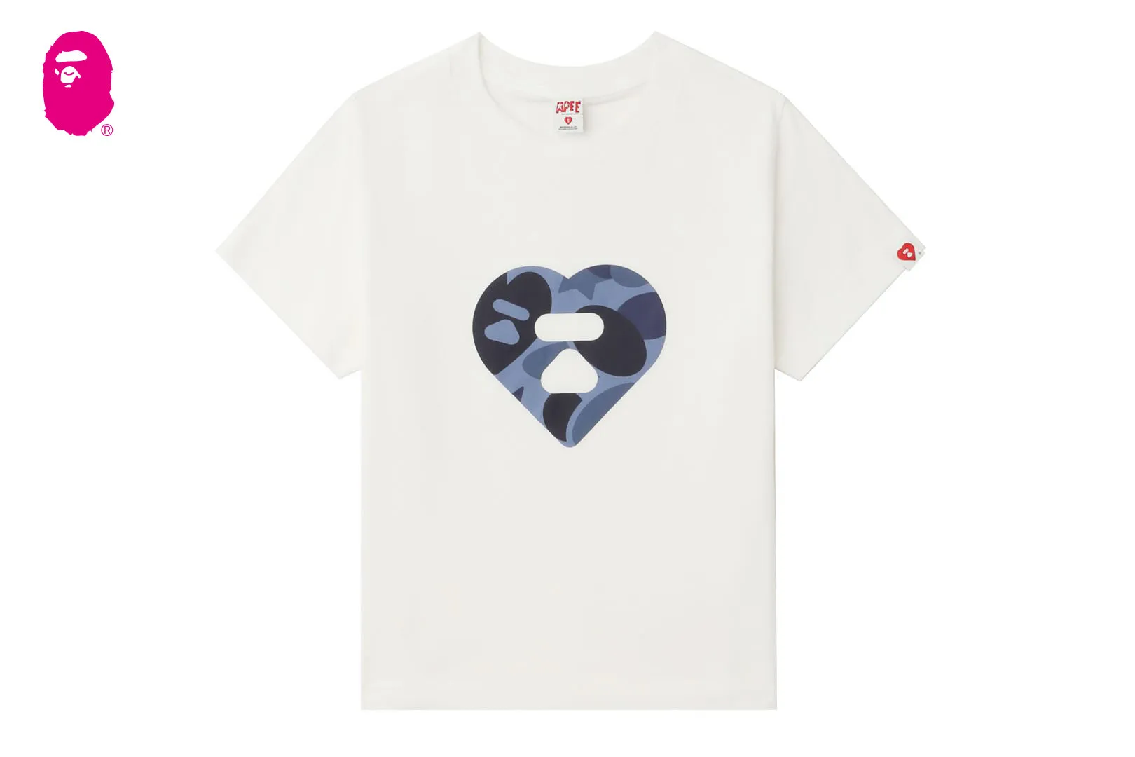 BIG CAMO HEART PRINT CROP TEE sold by Bape