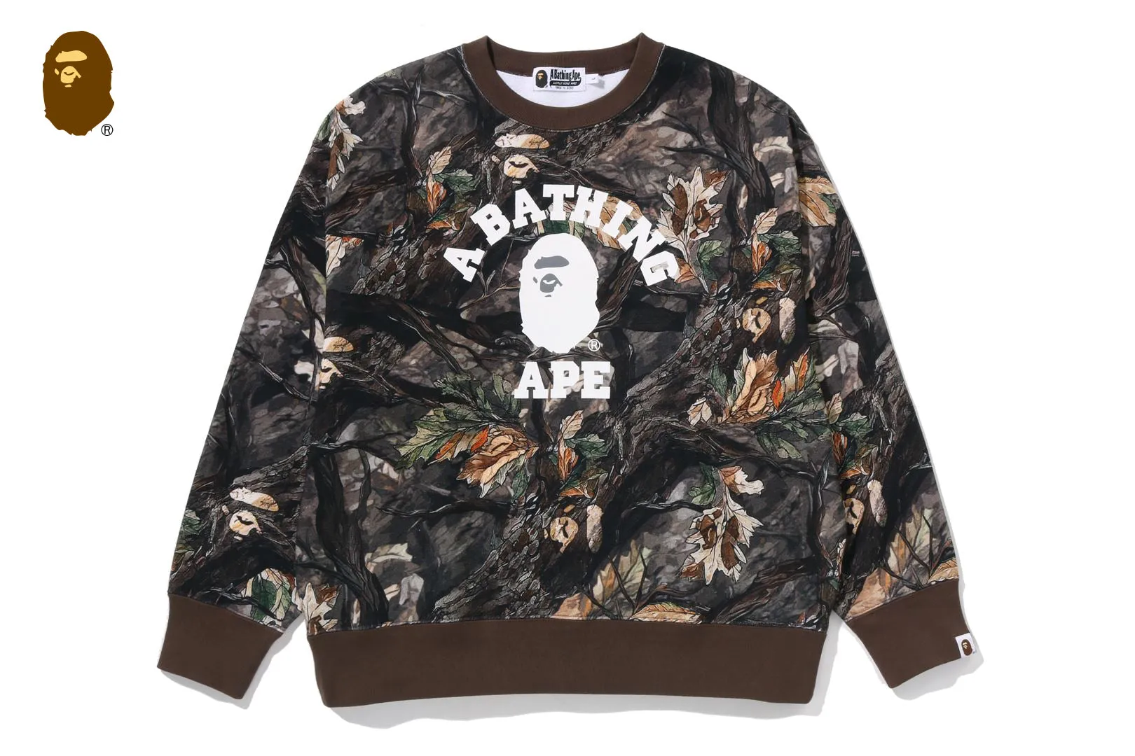 TREE EDGE CAMO COLLEGE RELAXED FIT CREWNECK SWEATSHIRT #2 sold by Bape