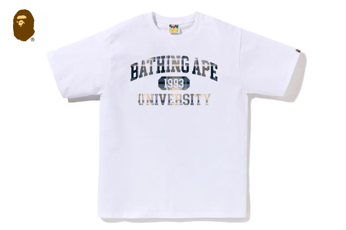 BAPE CHECK UNIVERSITY COLLEGE LOGO TEE sold by Bape