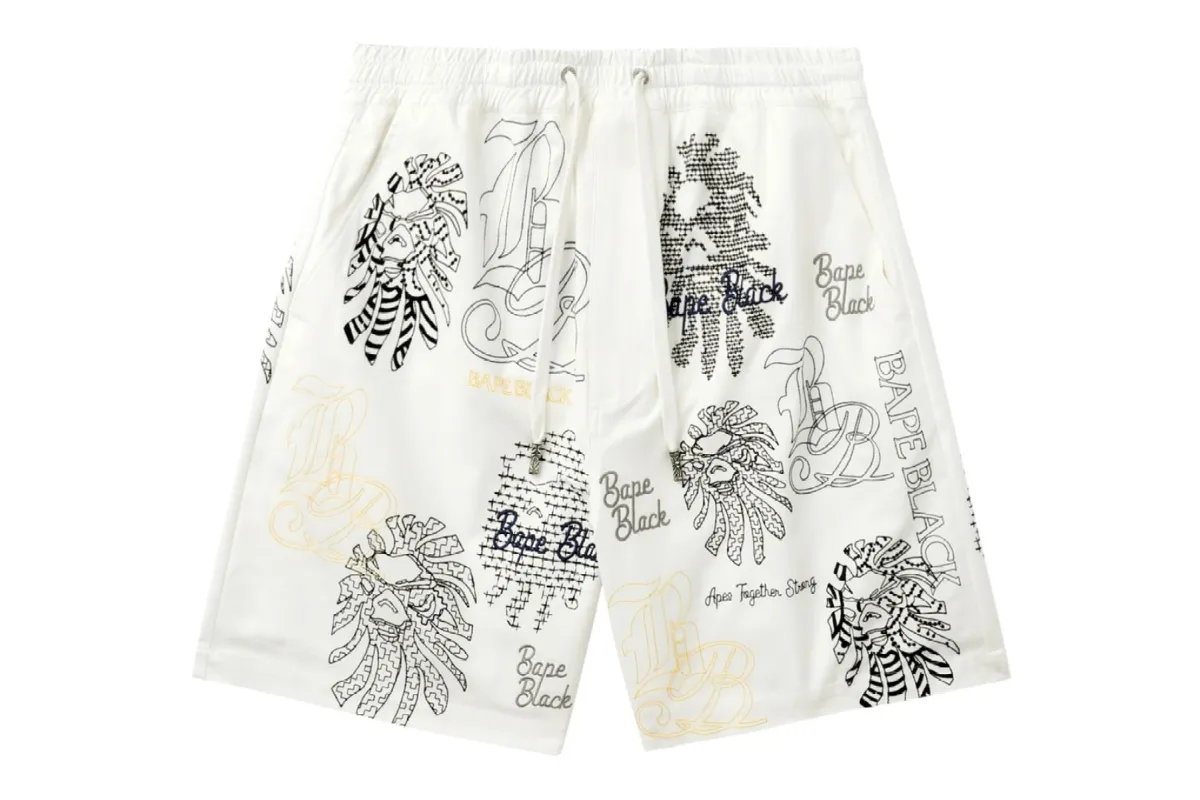 BAPE BLACK BAPE GRAPHIC STITCH SHORTS sold by Bape